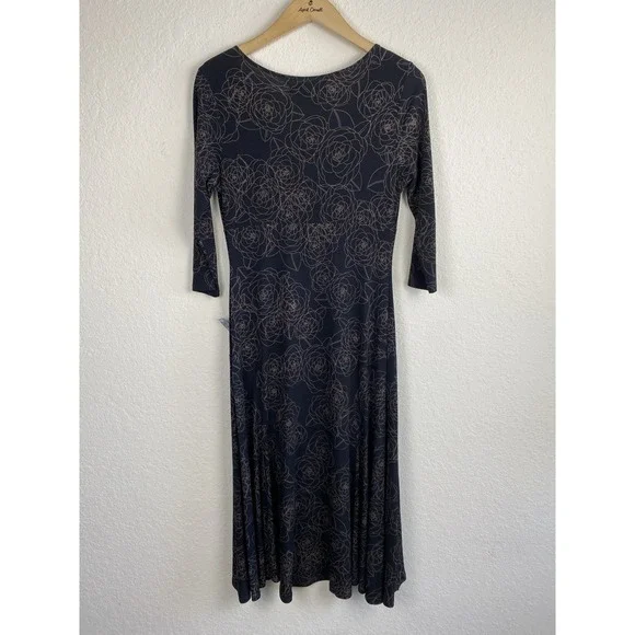 AA Studio Whimsigoth Midi Dress Size 8 Babydoll Fairy Witchy Dark Floral Brown - Picture 6 of 7